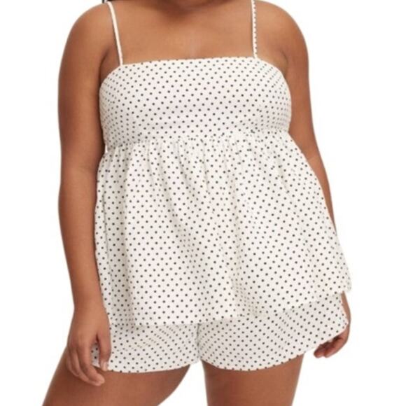 Kate Spade New York X Target Cream Black Mini Polka Dot Linen Baby Doll Tank Top - Picture 1 of 12